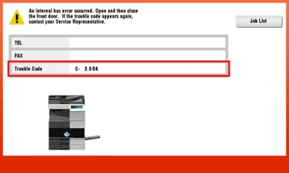 C-2558 Trouble code Bizhub trên máy photocopy Konica Minolta Bizhub