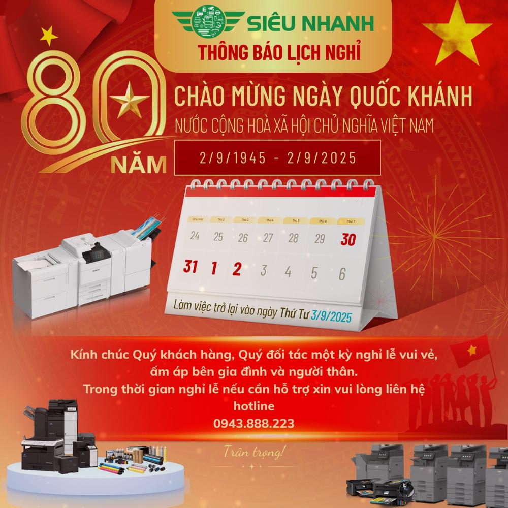 THÔNG BÁO LỊCH NGHỈ LỄ QUỐC KHÁNH 29 – KỶ NIỆM 80 NĂM (0291945 – 0292025)