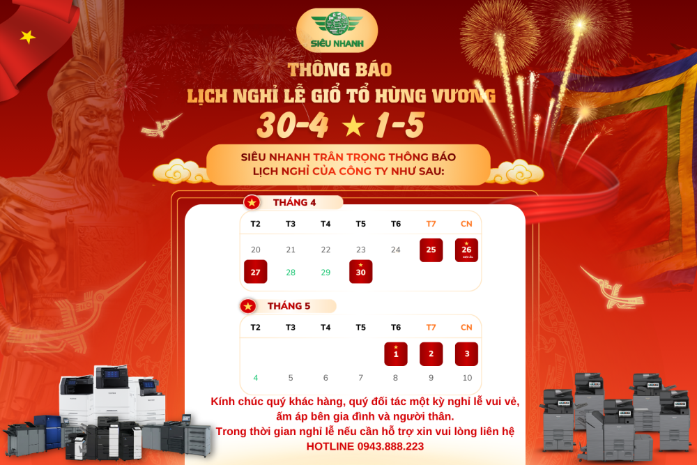 THÔNG BÁO LỊCH NGHỈ LỄ GIỖ TỔ HÙNG VƯƠNG VÀ 304 - 15 NĂM 2026