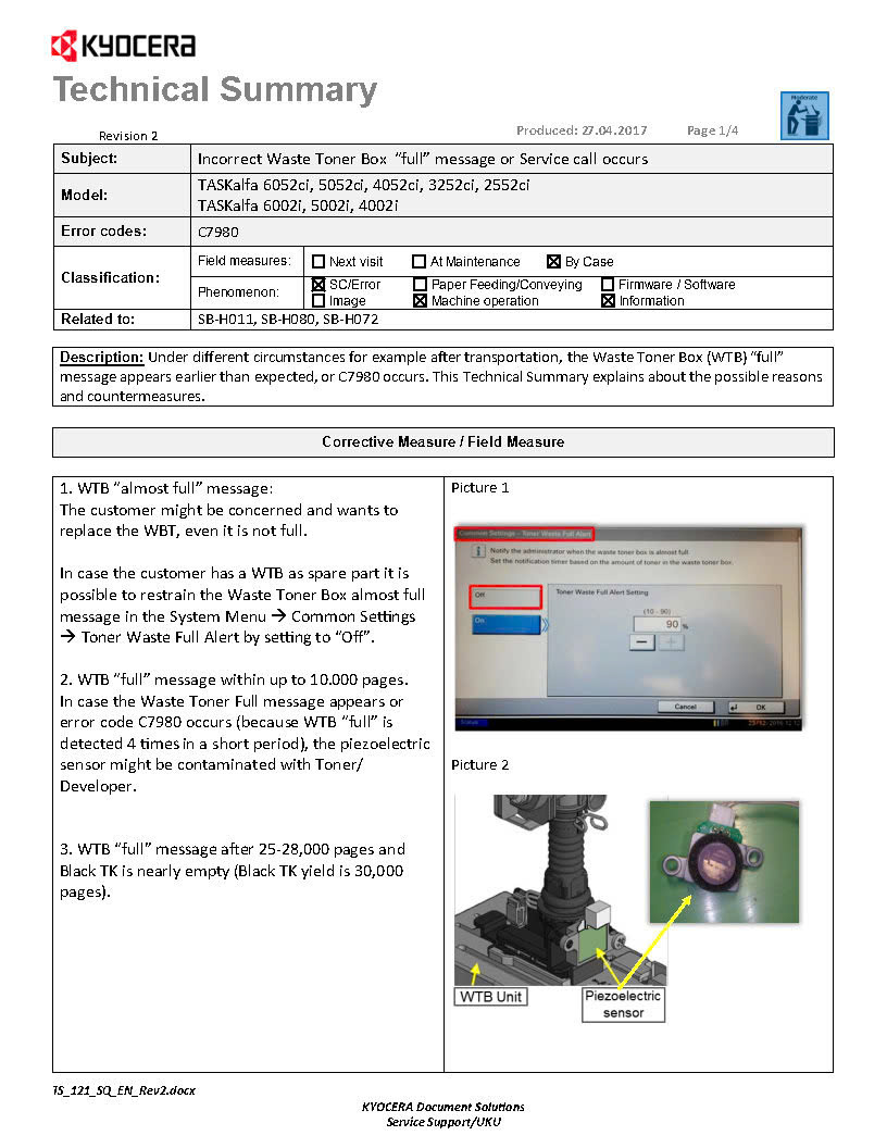 C7980 Kyoceara Error và những lỗi thường gặp ở Máy Kyoceara TASKalfa Series