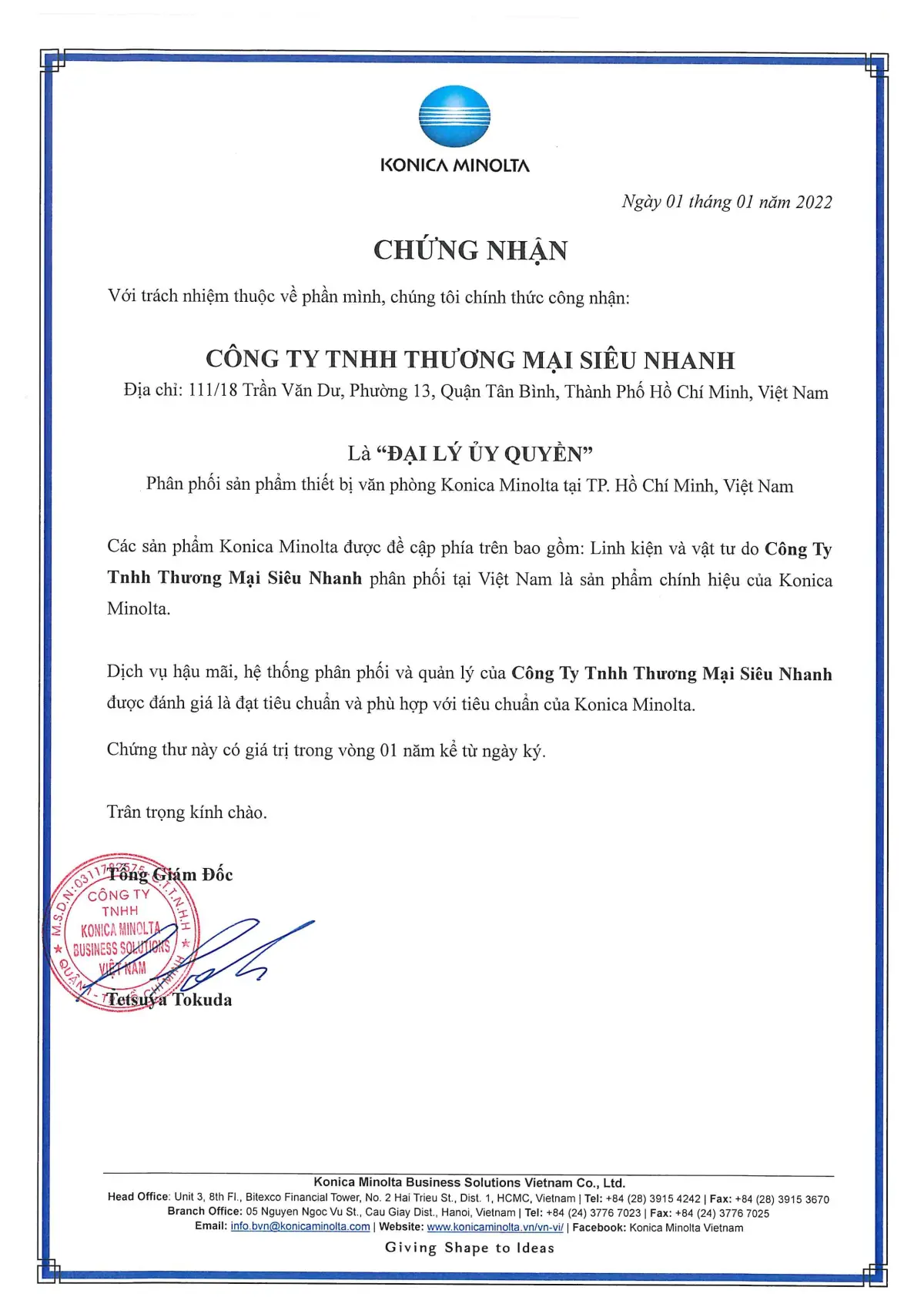 Siêu Nhanh – đại lý uỷ quyền Konica Minolta tại Việt Nam