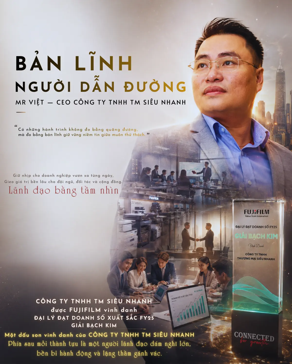 Siêu Nhanh Nhận Giải Thưởng Đại Lý Đạt Doanh Số Bạch Kim FY25 Từ FUJIFILM Vietnam