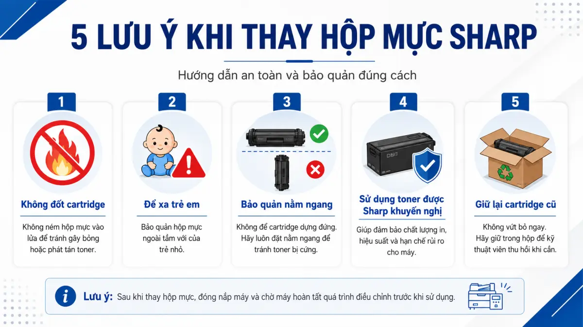 Hướng dẫn thay hộp mực máy photocopy Sharp 22M Series đúng cách