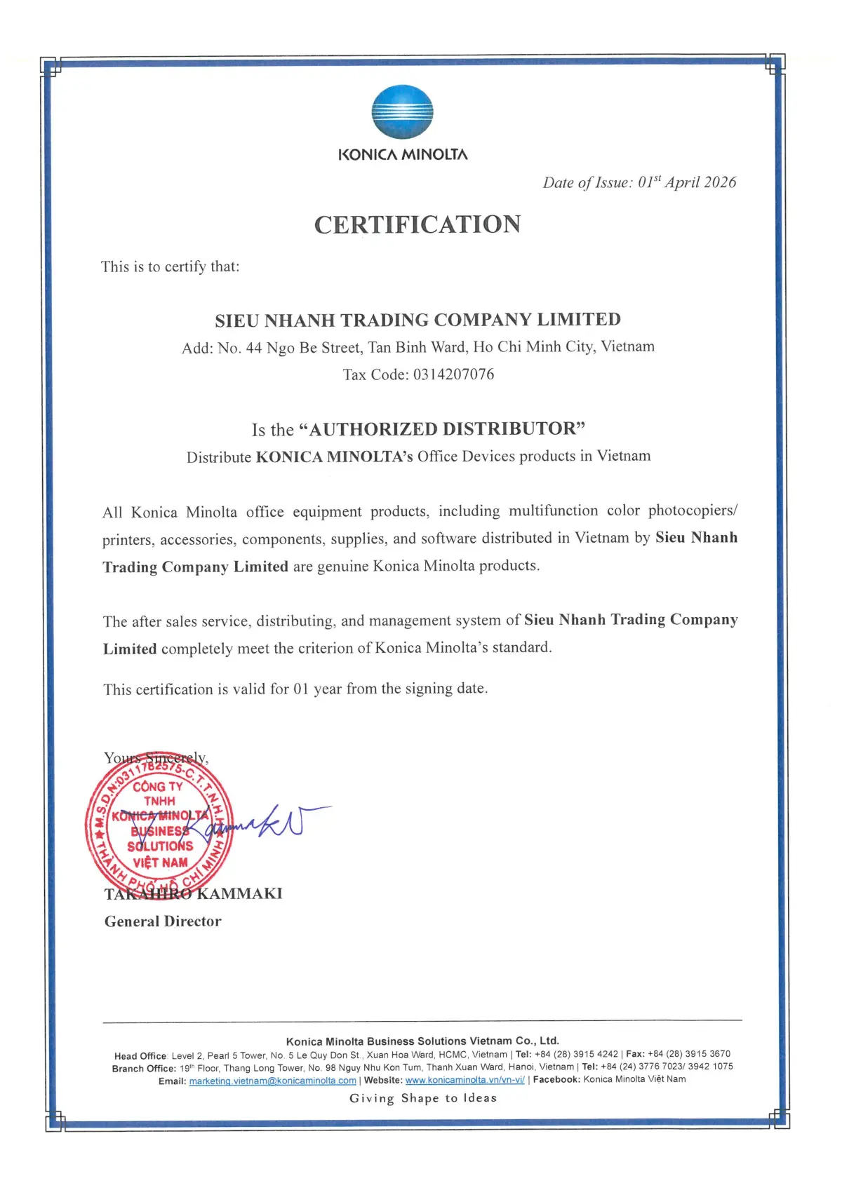 Siêu Nhanh chính thức trở thành Nhà phân phối Ủy quyền Konica Minolta tại Việt Nam