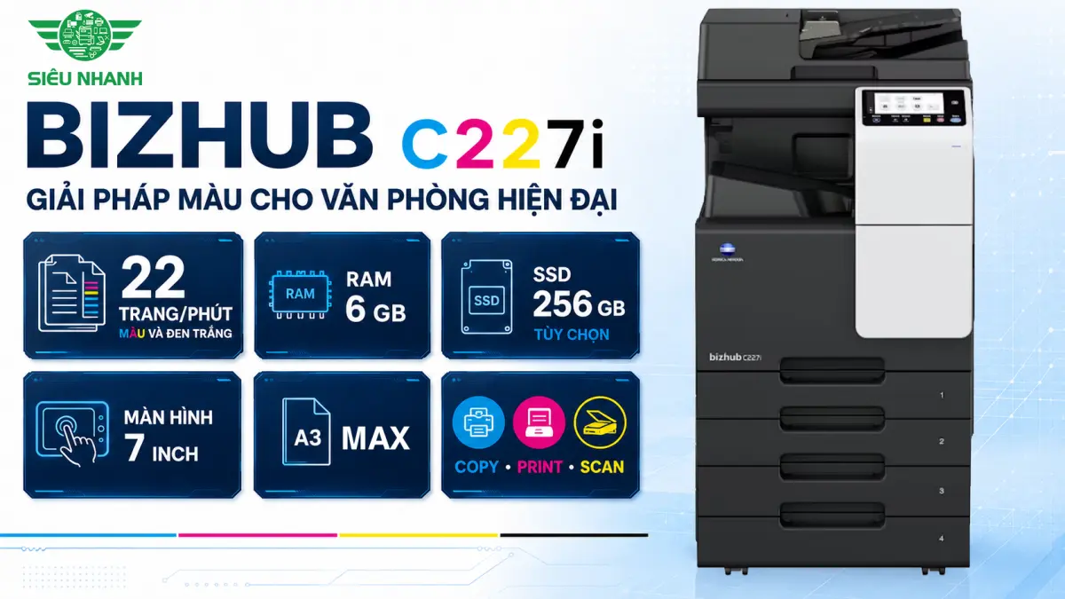 Thuê Máy Màu Photocopy Konica Minolta bizhub C227i Trọn Gói