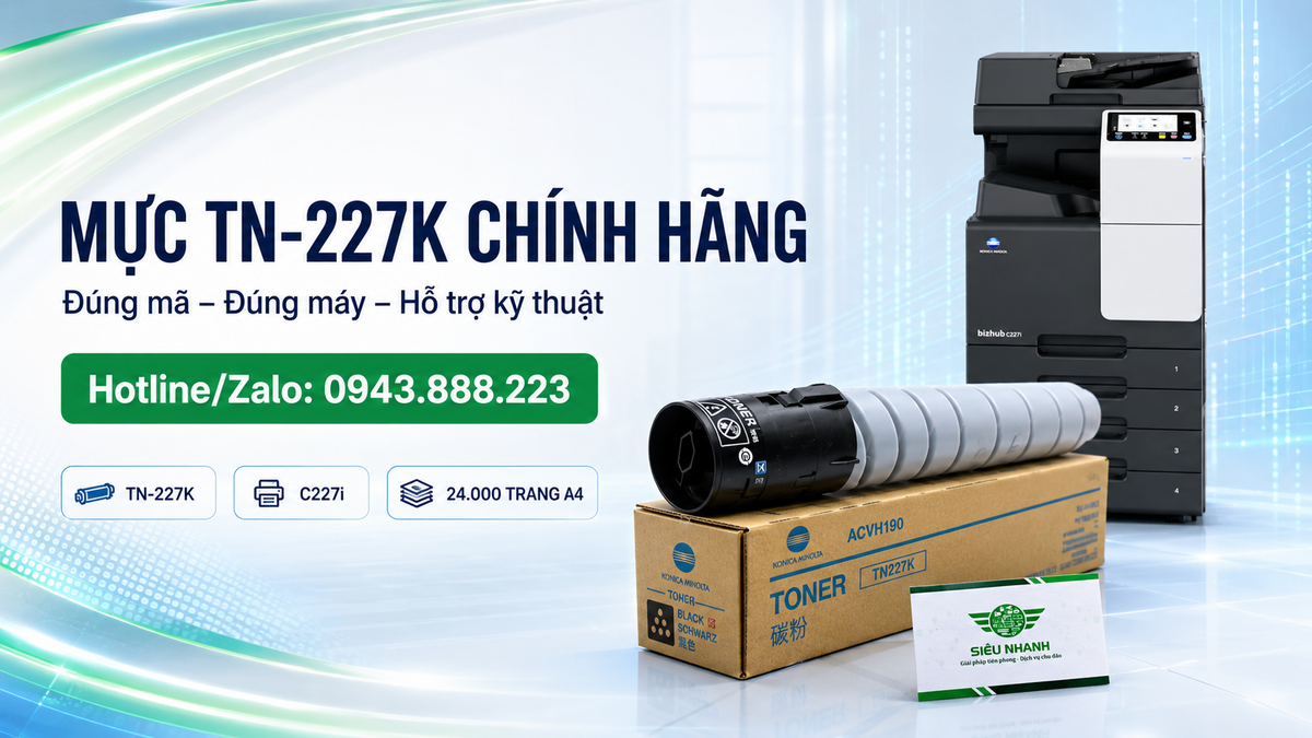Mực đen TN-227K máy photocopy màu Konica Minolta Bizhub C227i