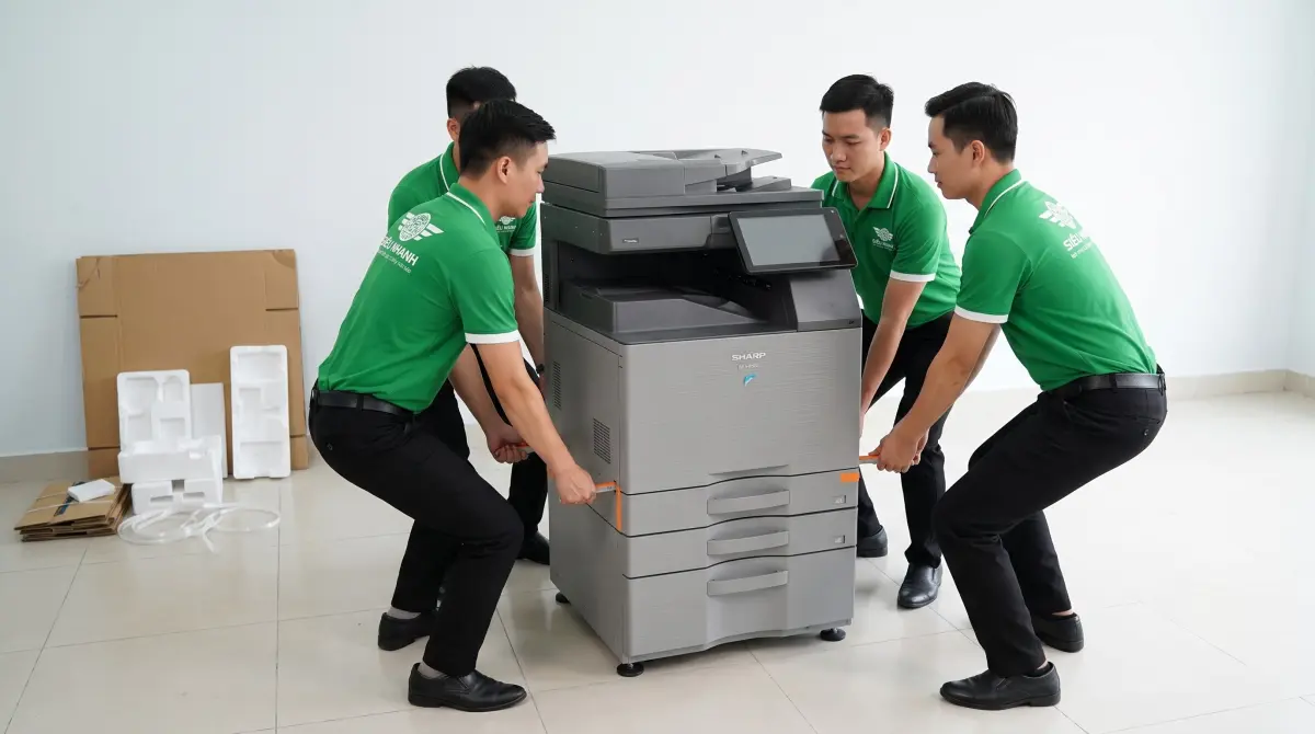 Hướng dẫn lắp đặt máy photocopy Sharp BP-51M và BP-71M series đúng kỹ thuật